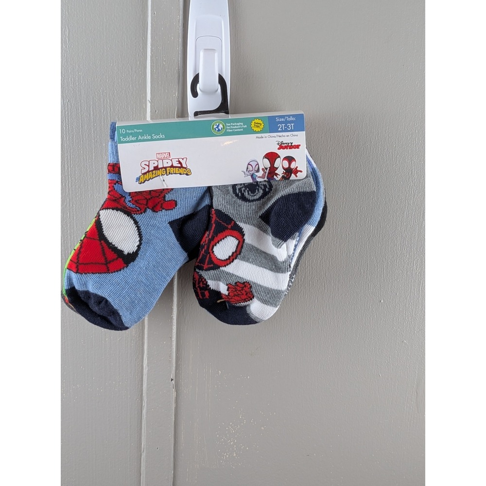 Marvel Spidey and His Amazing Friends Toddler Ankle Socks 10 Pair Pack 2T-3T